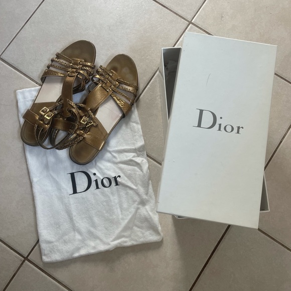 Dior Gold Sandals Sz 37 1/2 - Picture 2 of 5